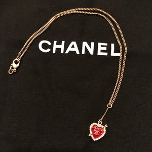 Chanel crystal Heart Logo Necklace